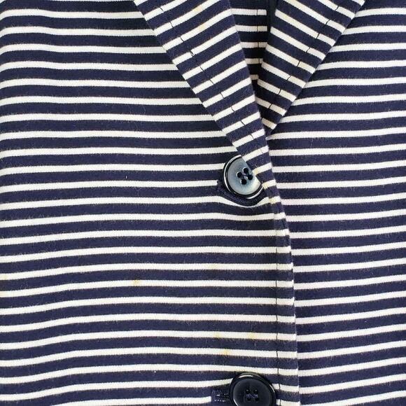 Talbots Blazer Jacket Size XL Navy Blue White Striped Cotton Stretch Knit - Picture 7 of 10